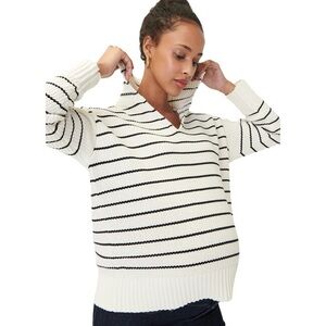 Hatch Maternity White and Black Striped Skyle Sweater